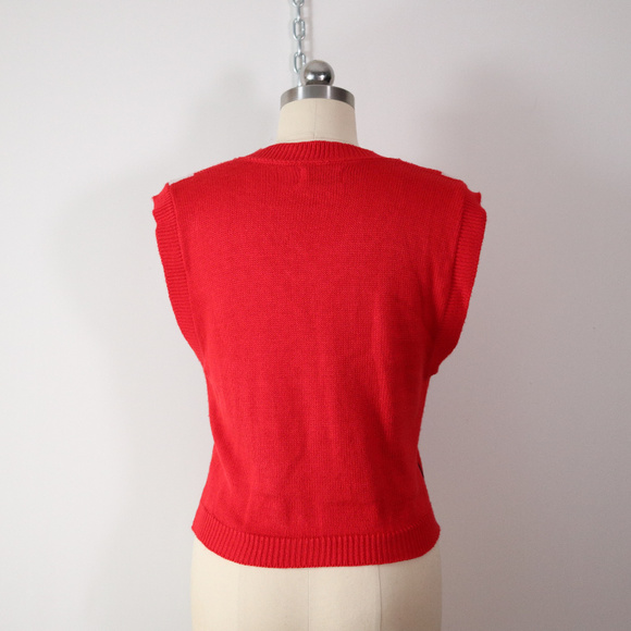 ❌SOLD❌vintage 70s geometric sleeveless sweater top - Picture 4 of 7